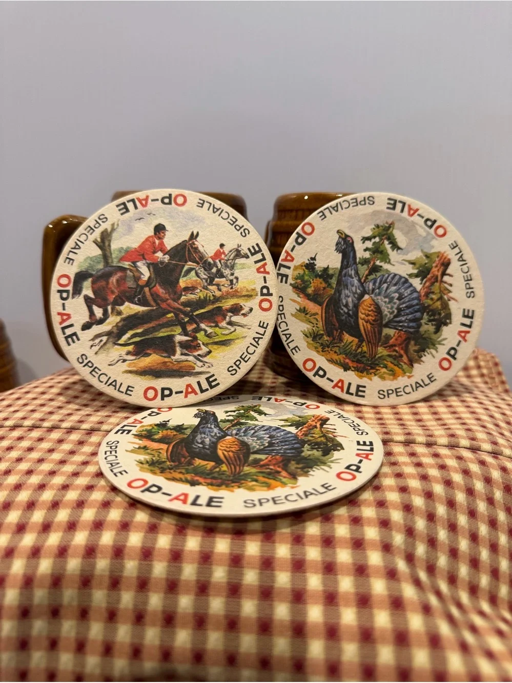 Vtg Belgian Op-Ale Speciale Beer Coasters Set 3